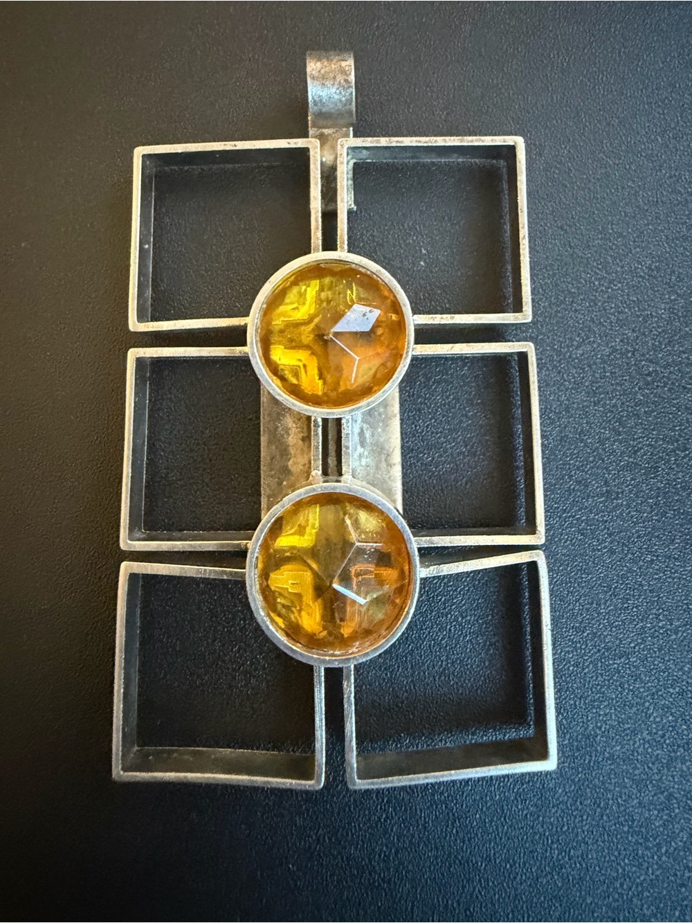 Unicorn RARE AD studios silver & citrine brutalist pendant 42g - last one web